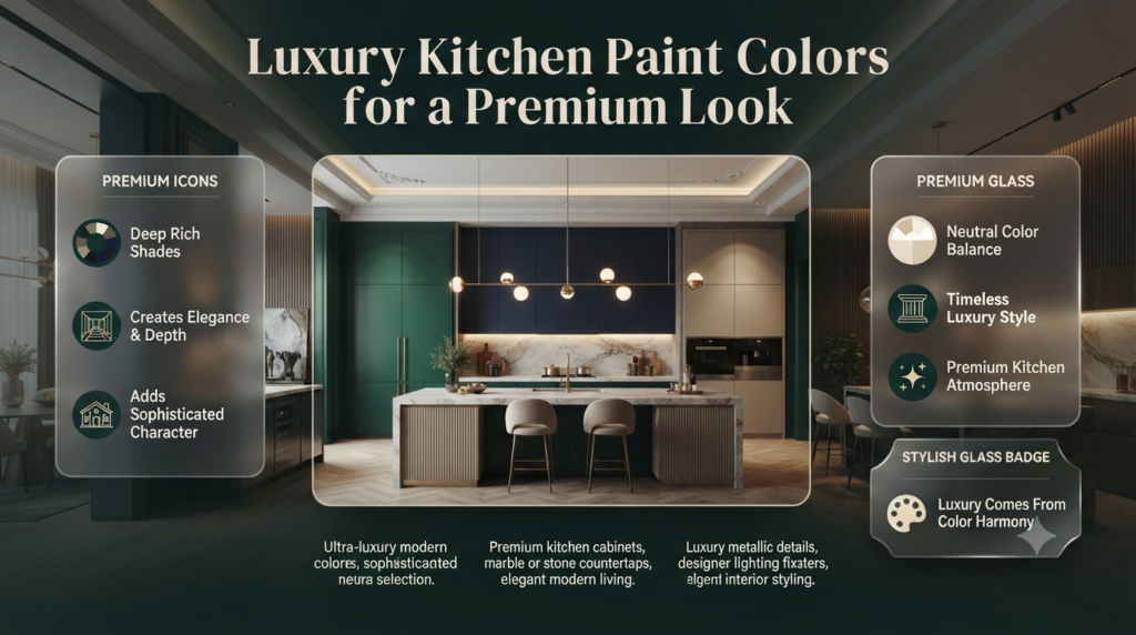 Luxury kitchen paint colors featuring deep shades, neutral tones, and elegant interior design combinations for premium homes