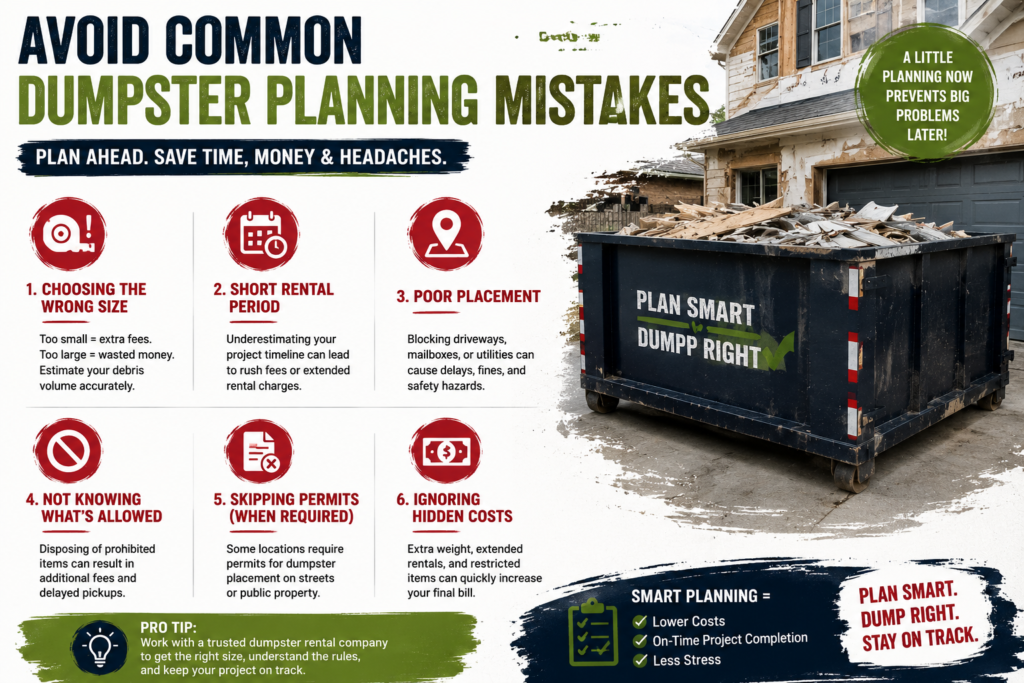 Avoid common dumpster planning mistakes during home renovation projects